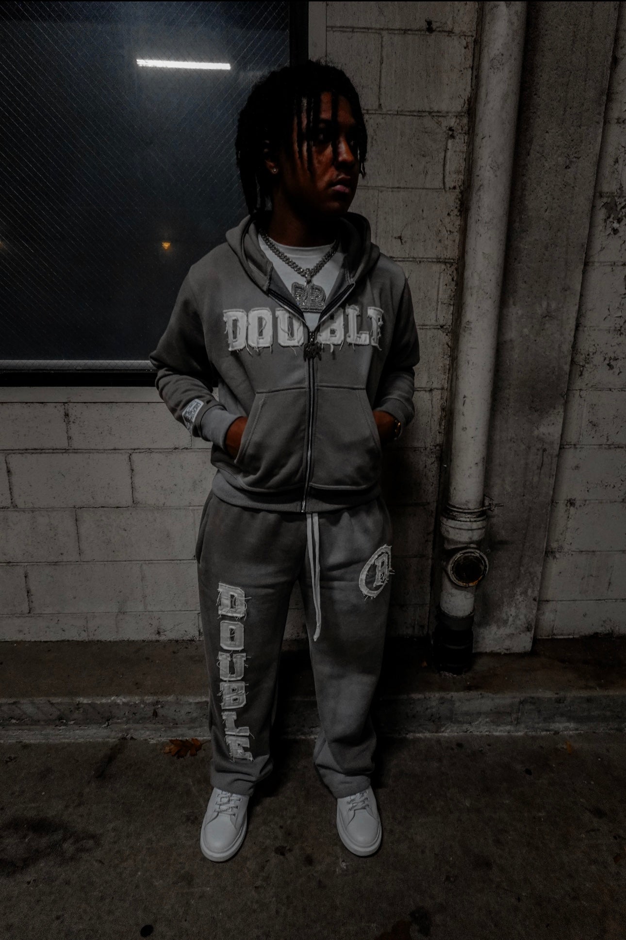 GREY DOUBLE HOODIE