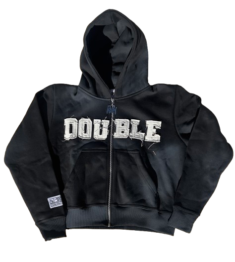 BLACK DOUBLE HOODIE